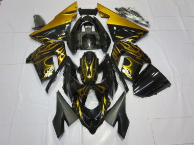 Gold Flame 2004-2005 ZX10R Motorcycle Fairings