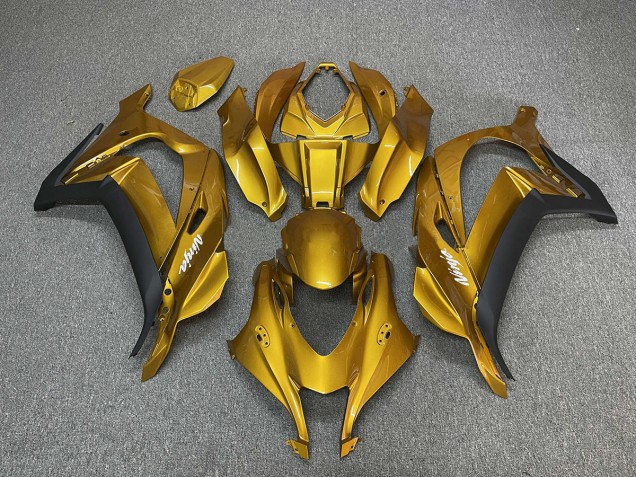 Gold with Ninja White 2016-2019 ZX10R Motorcycle Fairings