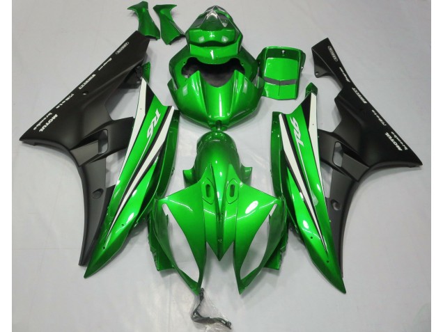 Green Black and White 2006-2007 R6 Motorcycle Fairings