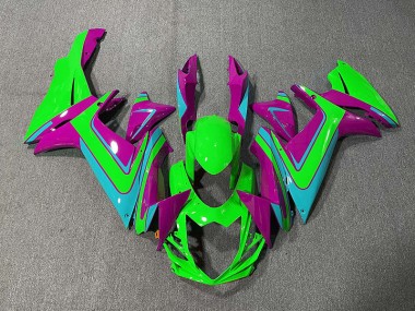 Green Light Blue and Magenta 2011-2024 GSXR 600-750 Motorcycle Fairings