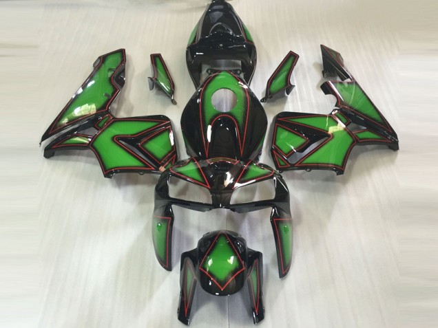 Green & Red Outline 2005-2006 CBR600RR Motorcycle Fairings