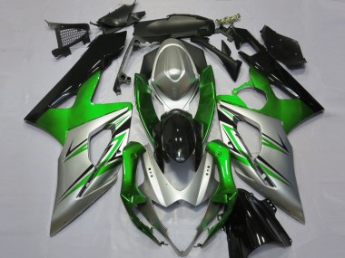 Green Silver and Black 2005-2006 GSXR 1000 Motorcycle Fairings