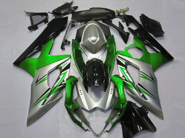 Green Silver and Black 2005-2006 GSXR 1000 Motorcycle Fairings