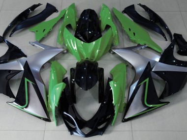 Green Silver and Black 2009-2016 GSXR 1000 Motorcycle Fairings