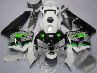 Green Splatter on Gloss Black 2005-2006 CBR600RR Motorcycle Fairings