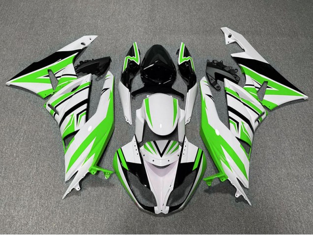 Green White and Black Zag 2009-2012 ZX6R Motorcycle Fairings