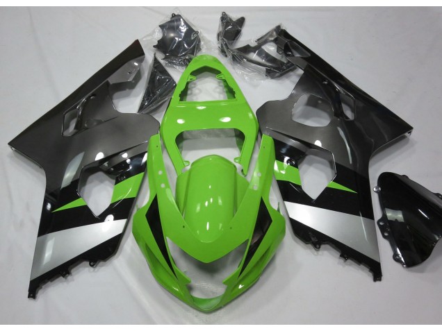 Green and Silver 2004-2005 GSXR 600-750 Motorcycle Fairings
