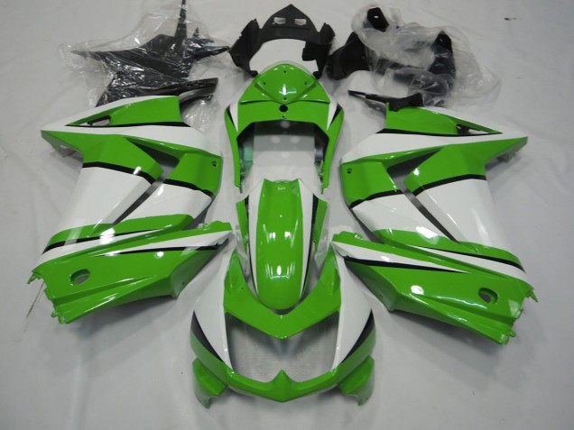 Green and White 2008-2012 Ninja 250 Motorcycle Fairings