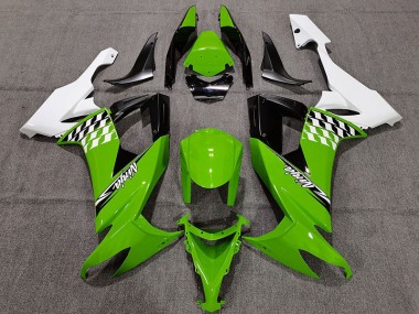 Green and White Cheq 2008-2010 ZX10R Motorcycle Fairings