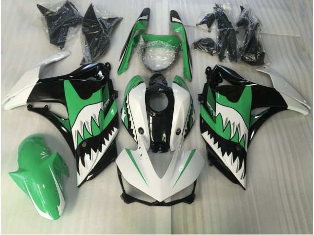 Green and White Shark 2015-2018 R3 Motorcycle Fairings