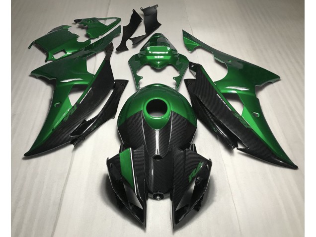 Green w Carbon Fiber Style 2008-2016 R6 Motorcycle Fairings
