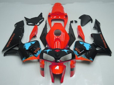 Light Blue Splatter on Red 2005-2006 CBR600RR Motorcycle Fairings