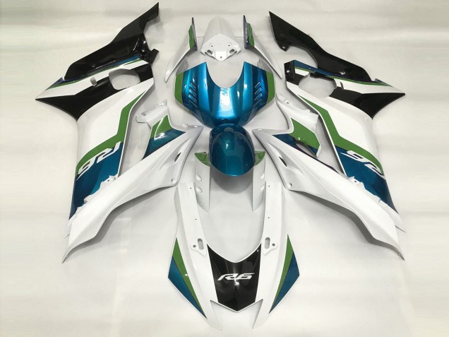 Light Blue and Gloss White 2017-2021 R6 Motorcycle Fairings