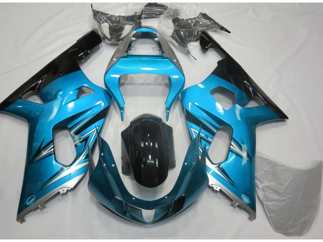 Light Blue and Silver 2001-2003 GSXR 600-750 Motorcycle Fairings