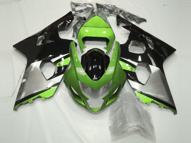 Light Green Silver and Black 2004-2005 GSXR 600-750 Motorcycle Fairings