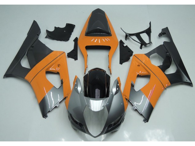 Light Orange Silver and Black 2003-2004 GSXR 1000 Motorcycle Fairings