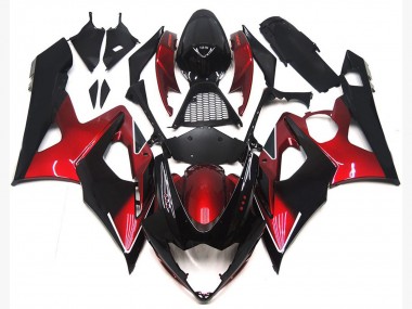 Maroon red and Gloss Black 2005-2006 GSXR 1000 Motorcycle Fairings