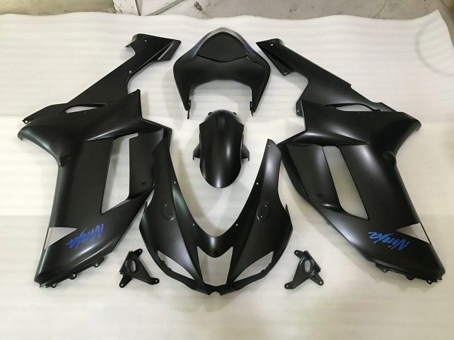 Matte Black & Blue Logo 2007-2008 ZX6R Motorcycle Fairings Matte Black & Blue Logo 2007-2008 ZX6R Motorcycle Fairings