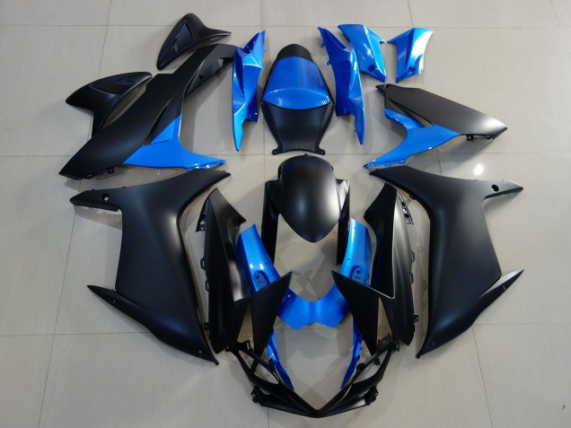 Matte Black & Bright Blue 2011-2024 GSXR 600-750 Motorcycle Fairings