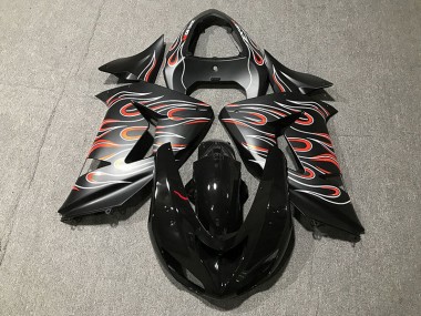 Matte Black & Flame 2006-2007 ZX10R Motorcycle Fairings