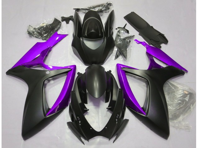 Matte Black & Purple 2006-2007 GSXR 600-750 Motorcycle Fairings
