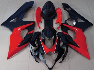 Matte Black & Red 2005-2006 GSXR 1000 Motorcycle Fairings
