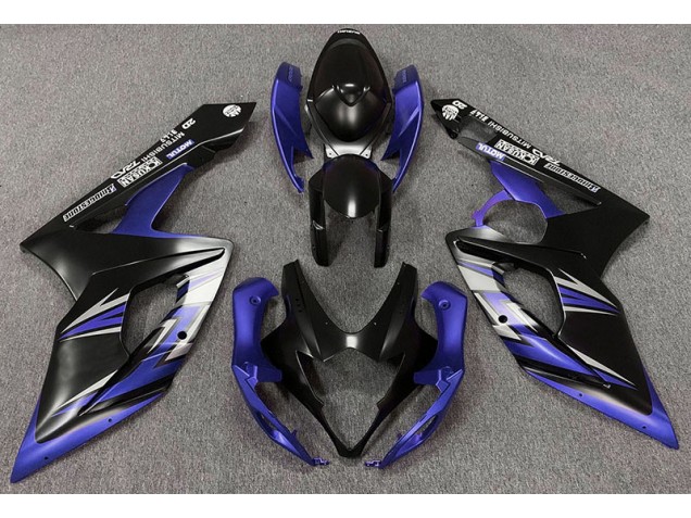 Matte Black and Blue 2005-2006 GSXR 1000 Motorcycle Fairings