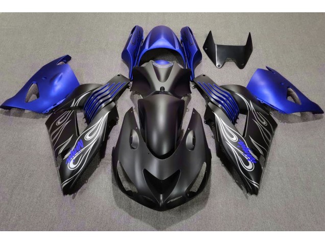 Matte Black and Blue 2006-2011 ZX14R Motorcycle Fairings