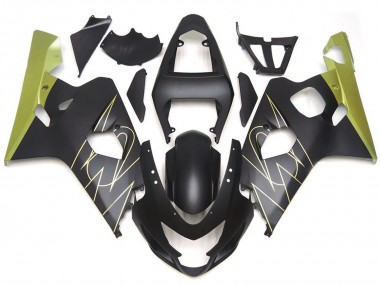 Matte Black and Gold Corona Custom 2004-2005 GSXR 600-750 Motorcycle Fairings