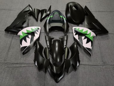 Matte Black and Green 2004-2005 ZX10R Motorcycle Fairings