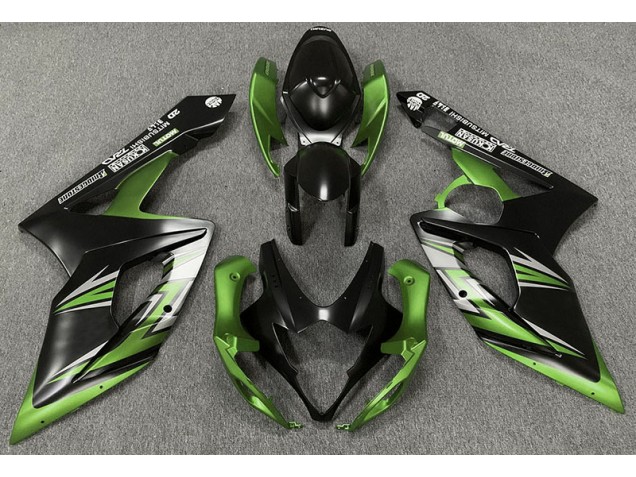 Matte Black and Green 2005-2006 GSXR 1000 Motorcycle Fairings