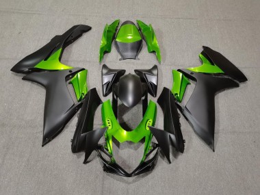 Matte Black and Green 2011-2024 GSXR 600-750 Motorcycle Fairings