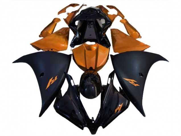 Matte Black and Orange 2012-2014 R1 Motorcycle Fairings