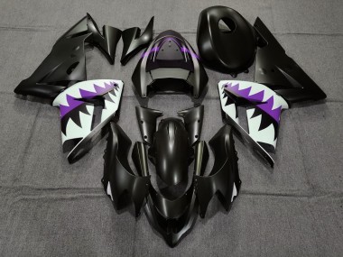 Matte Black and Purple Shark 2004-2005 ZX10R Motorcycle Fairings