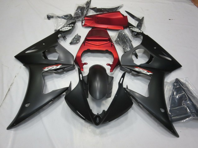 Matte Black and Red 2003-2004 R6 Motorcycle Fairings
