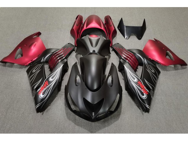 Matte Black and Red 2006-2011 ZX14R Motorcycle Fairings