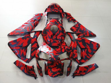 Matte Black and Red Camo 2003-2004 CBR600RR Motorcycle Fairings