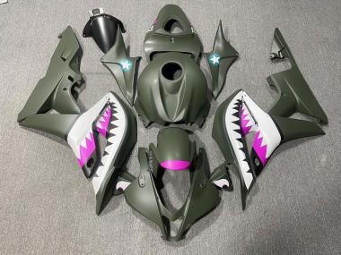 Matte Green & Pink Shark 2007-2008 CBR600RR Motorcycle Fairings