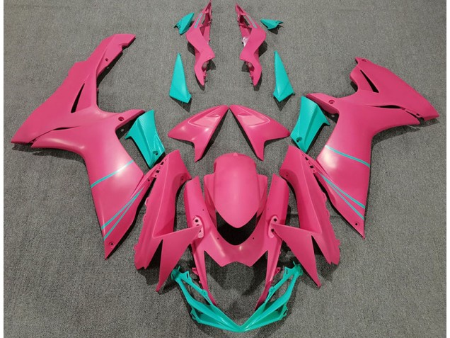 Matte Hot Pink and Teal 2011-2024 GSXR 600-750 Motorcycle Fairings