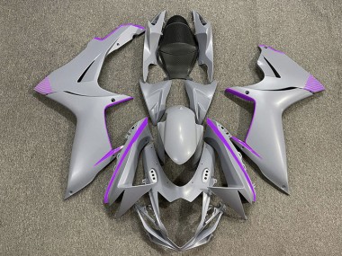 Matte Nardo Grey & Purple Accents 2011-2024 GSXR 600-750 Motorcycle Fairings