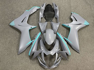 Matte Nardo Grey & Teal Accents 2011-2024 GSXR 600-750 Motorcycle Fairings