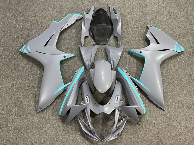 Matte Nardo Grey & Teal Accents 2011-2024 GSXR 600-750 Motorcycle Fairings