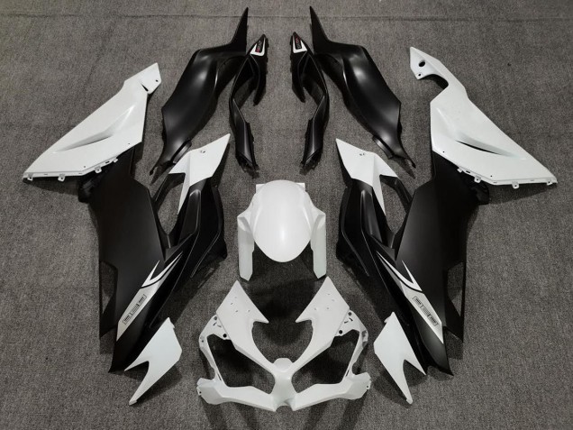 Matte Pearl White and Black 2019-2023 ZX6R Motorcycle Fairings