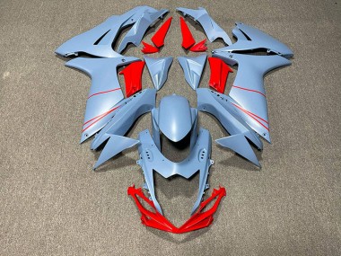 Matte Sky Blue & Red 2011-2024 GSXR 600-750 Motorcycle Fairings