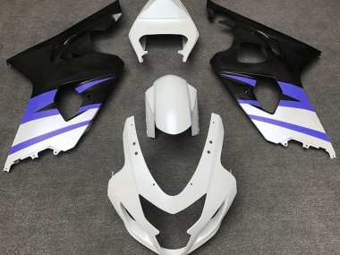 Matte White & Blue 2004-2005 GSXR 600-750 Motorcycle Fairings