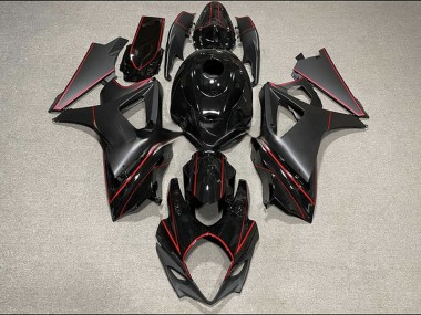 Matte and Gloss Black & Red Trim 2007-2008 GSXR 1000 Motorcycle Fairings