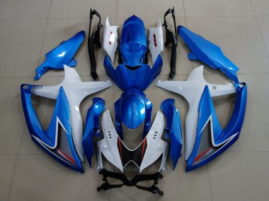 Metallic Blue & White 2008-2010 GSXR 600-750 Motorcycle Fairings