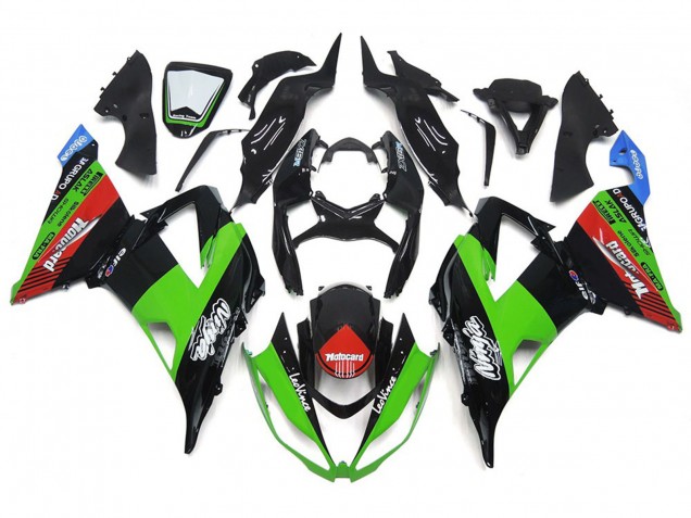 MotoCard Green and Black 2013-2018 ZX6R Motorcycle Fairings