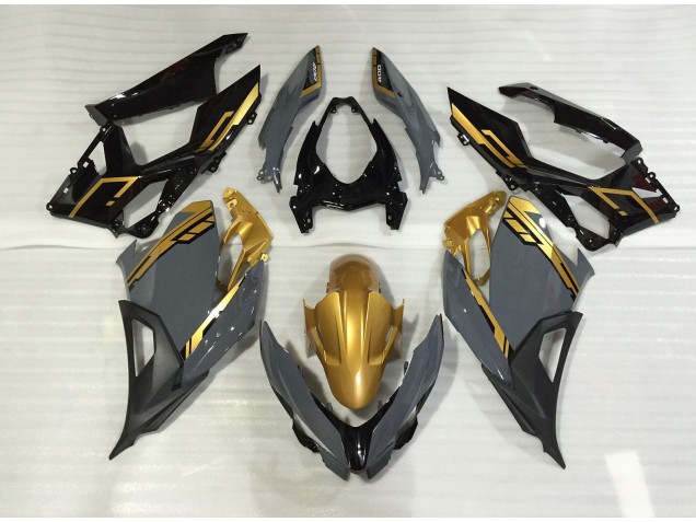 Nardo Grey and Gold 2018-2023 Ninja 400 Motorcycle Fairings