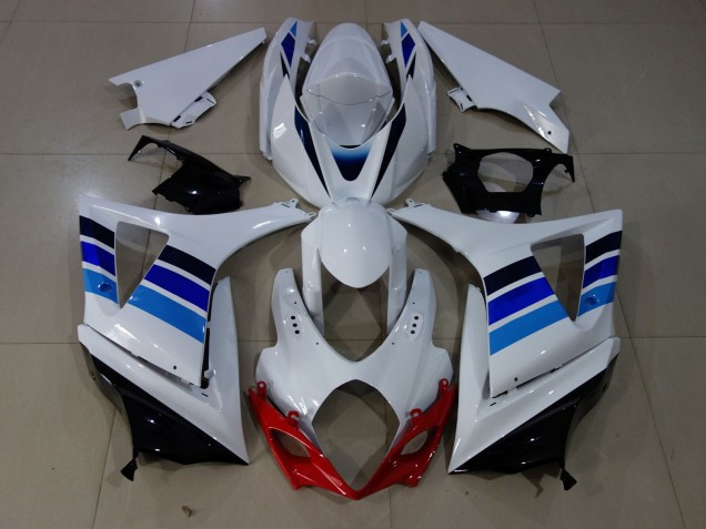OEM Style Blue and White 2007-2008 GSXR 1000 Motorcycle Fairings